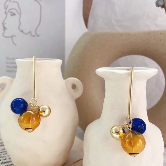 *50% OFF! Bauble sphere earrings bohemian retro glass gold hoop dangle drop Y2k - Picture 6 of 6